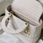 Christian Dior Medium Lady D-Lite Bag Houndstooth Embroidery, Pink/White, For Women Women’s Handbags, Shoulder Bags, Crossbody Bags, 24cm CD