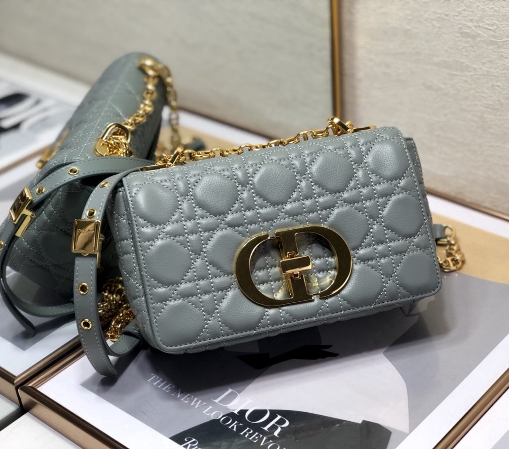 Christian Dior Small Dior Caro Bag, Grey, For Women Women’s Handbags, Shoulder Bags, Crossbody Bags, 20cm CD M9241UWHC_M41G