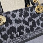 Christian Dior Medium Dior Lady D-Lite Bag Blue and Black Mizza Embroidery, Blue and Black, For Women Women's Handbags, Crossbody Bags, 24cm CD M0565ORHM_M962