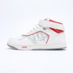 Dior High Top White Dior Oblique and Red Border Sneaker For Men, Men's Shoes