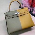 Hermes Kelly 28 Sellier Epsom Bag Grey/Yellow For Women, Women’s Handbags, Shoulder Bags 11in/28cm
