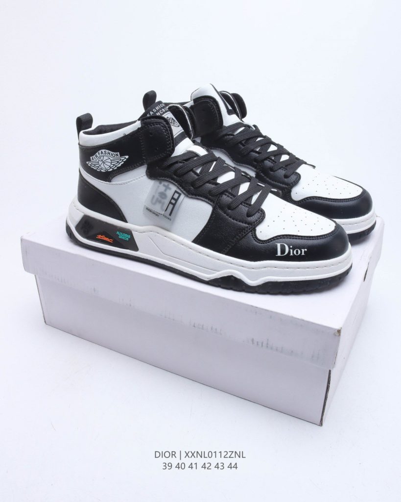 Dior Air Fashion High-Top Sneaker Black and White For Men, Men's Shoes