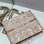 Christian Dior Large Dior Book Tote Red Toile de Jouy Embroidery, Light Red, For Women Women’s Handbags, 42cm CD