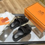 Hermes Chypre Sandal Black For Women, Women's Shoes H211114Z 02350