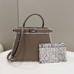 Fendi Peekaboo ISeeU Medium Greige For Women, Women's Handbags, Shoulder Bag 13.1in/33.5cm FF