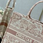Christian Dior Large Dior Book Tote Red Toile de Jouy Embroidery, Light Red, For Women Women’s Handbags, 42cm CD