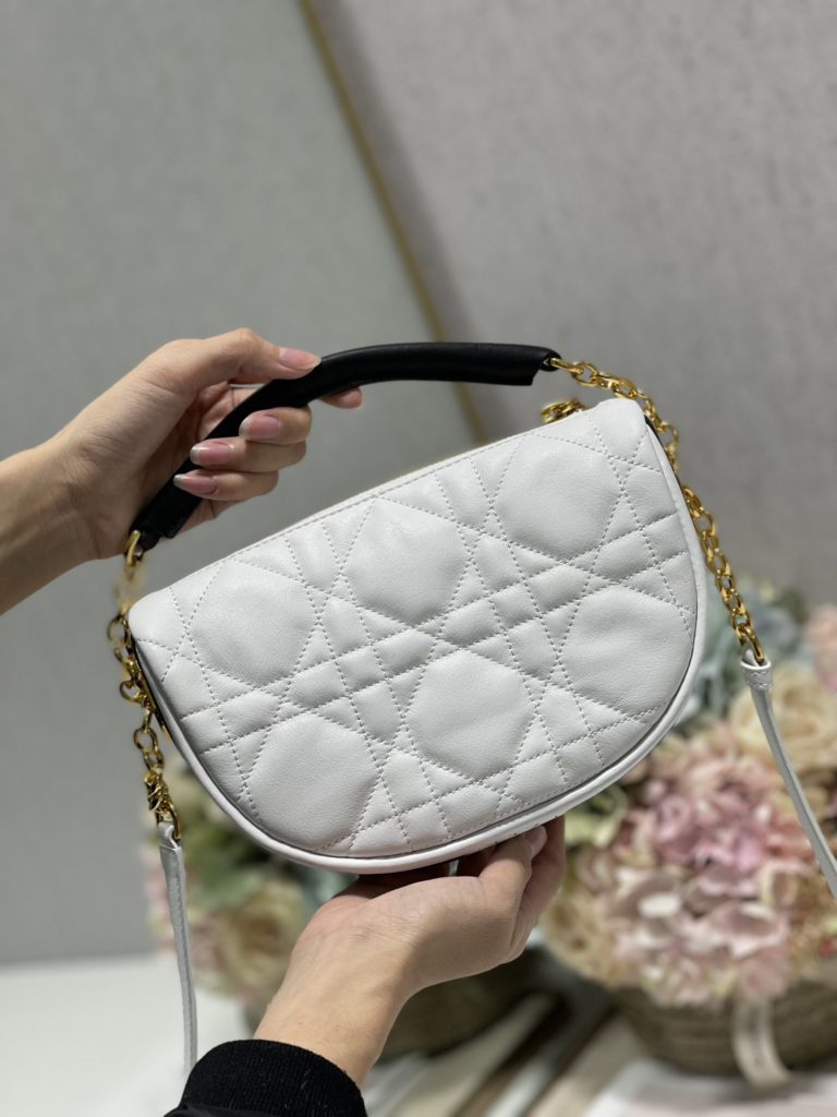 Christian Dior Small Dior Vibe Hobo Bag White Cannage, White, For Women Women's Handbags, Crossbody Bags, 20cm CD M7200ONOA_M879