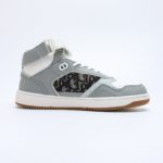 Dior High Top Gray and White Dior Oblique Sneaker For Men, Men's Shoes