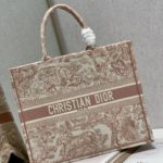 Christian Dior Large Dior Book Tote Red Toile de Jouy Embroidery, Light Red, For Women Women’s Handbags, 42cm CD
