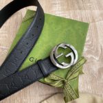 Gucci Signature  Belt Black For Women, Women Belt 411924 CWC1N 1000