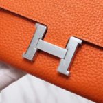 Hermes Constance Togo Long Wallet 20cm/7.9in Silver Toned Hardware For Women Orange