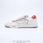 Dior Low Top Sport Shoes White Dior Oblique and Red Border For Men, Men's Shoes