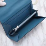 Hermes Constance Togo Long Wallet 20cm/7.9in Silver Toned Hardware For Women Blue
