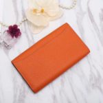 Hermes Constance Togo Long Wallet 20cm/7.9in Silver Toned Hardware For Women Orange