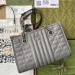 GG Marmont Small Tote Bag Dark Grey Matelassé For Women 10in/26.5cm 681483 UM8BN 1711