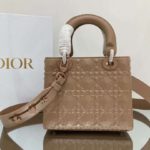 Christian Dior Medium Lady Bag Cannage with Beaded Motif, Brown, For Women Women’s Handbags, Crossbody Bags, 20cm CD