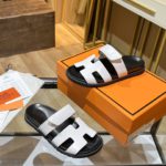 Hermes Chypre Sandal Black/White For Women, Women's Shoes H211114Z 90370