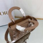 Christian Dior Medium Lady Bag Cannage with Beaded Motif, Brown, For Women Women’s Handbags, Crossbody Bags, 20cm CD