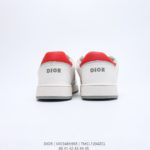 Dior Low Top Sport Shoes White Dior Oblique and Red Border For Men, Men's Shoes