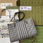 GG Marmont Small Tote Bag Dark Grey Matelassé For Women 10in/26.5cm 681483 UM8BN 1711