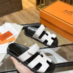 Hermes Chypre Sandal Black/White For Women, Women's Shoes H211114Z 90370