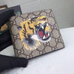 Gucci Tiger Print GG Supreme Bi-Fold Wallet For Men, Men's Wallet 11cm/4.3in GG 451268 K5Z1N 8666