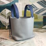 Hermes Picotin Lock 18 Bag Grey/Navy Blue With Silver-Toned Hardware For Women, Women's Handbags 7.1in/18cm