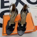 Hermes Legend Sandals Calfskin Leather Spring/Summer Collection Noir