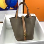 Hermes Picotin Lock 18 Bag Etoupe/Brown With Gold-Toned Hardware For Women, Women's Handbags 7.1in/18cm