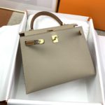 Hermes Kelly 25 Sellier Epsom Greige/Brown Bag For Women, Women's Handbags, Shoulder Bags 10in/25cm