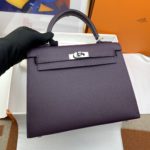 Hermes Kelly 25 Sellier Epsom Dark Purple Bag For Women, Women's Handbags, Shoulder Bags 10in/25cm