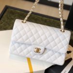 Chanel Classic Medium Flapbag Golden Hardware White 10in/25.5cm