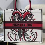 Christian Dior Large Dior Book Tote Latte Multicolor Cupidon Embroidery, Red/White, For Women Women’s Handbags, 41cm CD M1296ZTQG_M941
