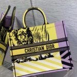 Christian Dior Large Dior Book Tote Bright Yellow and Pink D-Jungle Pop Embroidery, Yellow/Pink, For Women Women’s Handbags, 41cm CD M1286ZRON_M886