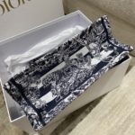 Christian Dior Medium Dior Book Tote Toile de Jouy Stripes Embroidery, Black For Women Women’s Handbags, 36cm CD M1296ZRLP_M928