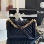 Chanel Medium Boy Handbag Dark Blue For Women 9.8in/25cm A67086
