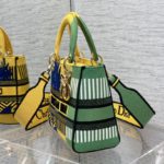 Christian Dior Medium Lady D-Lite Bag D-Flower Pop Embroidery, Bright Yellow/Green, For Women Women's Handbags, 24cm CD M0565OROO_M886