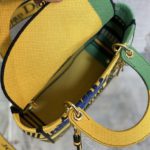 Christian Dior Medium Lady D-Lite Bag D-Flower Pop Embroidery, Bright Yellow/Green, For Women Women's Handbags, 24cm CD M0565OROO_M886