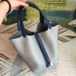 Hermes Picotin Lock 18 Bag Grey/Navy Blue With Silver-Toned Hardware For Women, Women's Handbags 7.1in/18cm