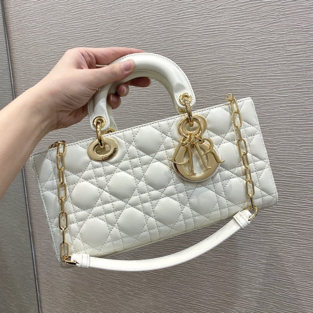 Christian Dior Lady D-Joy Bag, White, For Women Women's Handbags, 26cm CD