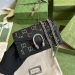 Dionysus GG Super Mini Bag Black And Ivory GG Denim Jacquard For Women 6.5in/17cm 476432 UN3BN 1274