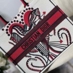 Christian Dior Large Dior Book Tote Latte Multicolor Cupidon Embroidery, Red/White, For Women Women’s Handbags, 41cm CD M1296ZTQG_M941