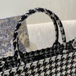 Christian Dior Large Dior Book Tote Black Houndstooth Embroidery, Black/White, For Women Women’s Handbags, Shoulder Bags, 42cm CD
