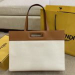 Fendi Canvas Tote Bag Beige/Brown For Women, Women's Handbags 18.1in/46cm FF 7VA480
