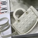 Christian Dior Lady D-Joy Bag White Macrocannage Technical Fabric, White, For Women Women's Handbags, 26cm CD M0540OTID_M933