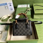 Gucci Diana Jumbo GG Mini Tote Bag Handbag Canvas Lining Black For Women 7.9in/20cm GG 655661 UKMFT 2672