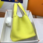 Hermes Picotin Lock 18 Bag White/Yellow With Silver-Toned Hardware For Women, Women's Handbags 7.1in/18cm