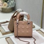 Christian Dior Mini Lady Dior Bag Cannage with Beaded Motif, Brown, For Women Women’s Handbags, Crossbody Bags, 17cm CD