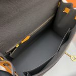 Hermes Kelly 28 Sellier Epsom Dark Grey/Yellow Bag For Women, Women's Handbags, Shoulder Bags 11in/28cm