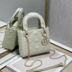 Christian Dior Mini Lady Dior Bag Latte Cannage with Beaded White For Women Women’s Handbags, Crossbody Bags, 17cm CD M0505INEA_M030